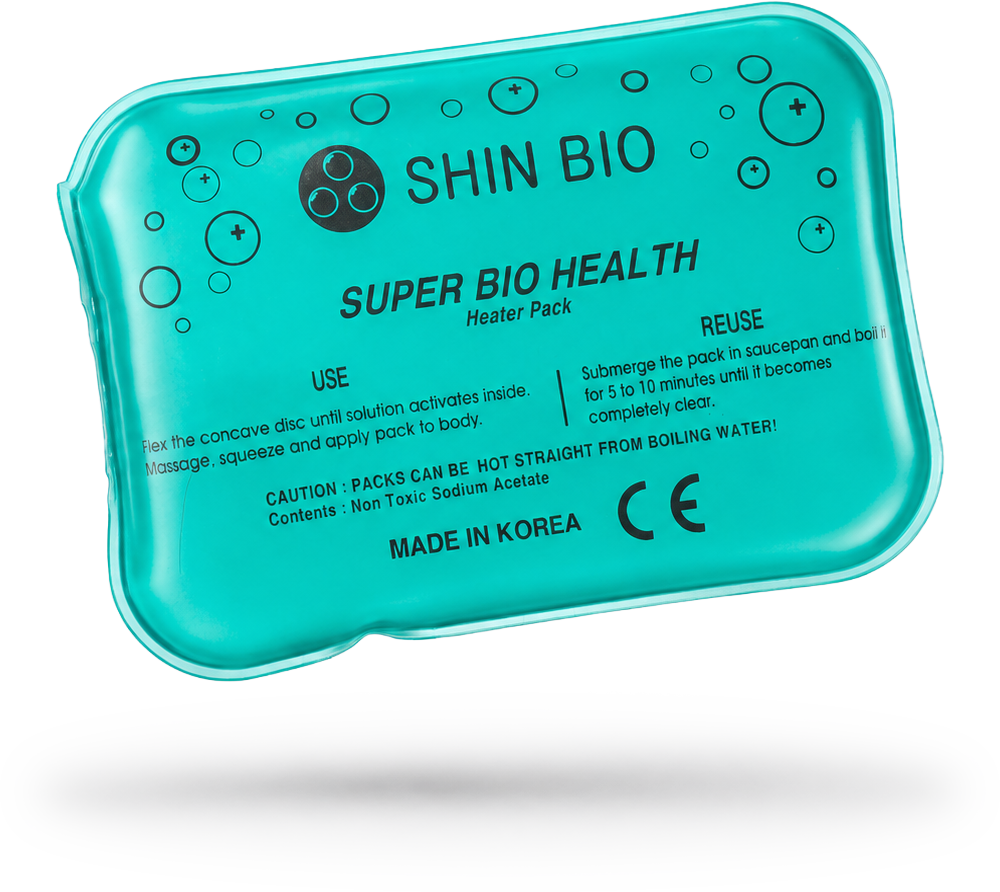 Shin Bio heat pack — click the disc to activate instant warmth